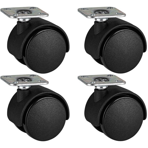 Main product image for 4-Pack 1.5" Black Plastic Caster Wheel Swivel Plate Caster with 55 lb. Load Rating269-684